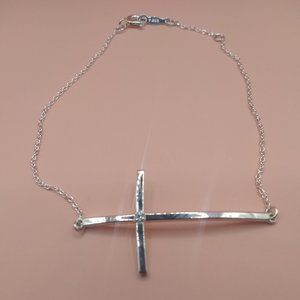 Sterling Silver Sideways Cross Bracelet